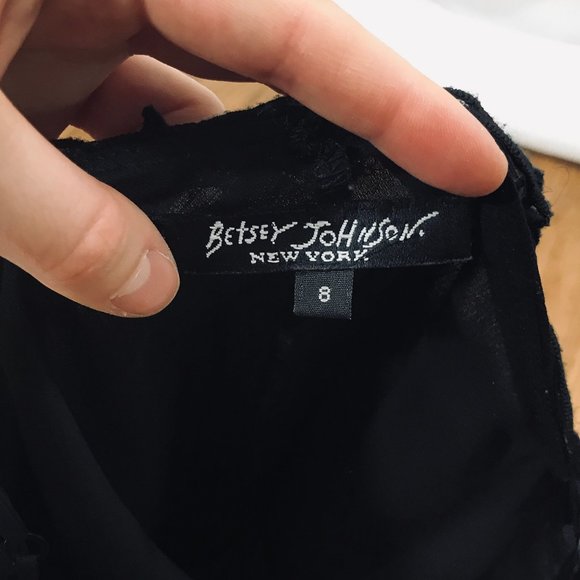 Betsey Johnson Black Asymmetrical Silk Tier Dress - Picture 9 of 10